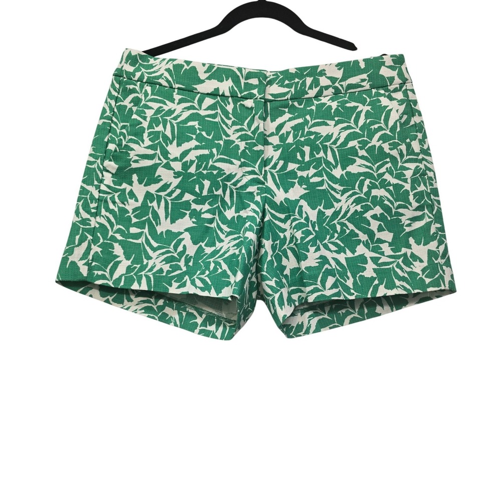 NWT J.Crew Factory 8 Green Tropical Palm Print Shorts Coastal Resort Preppy